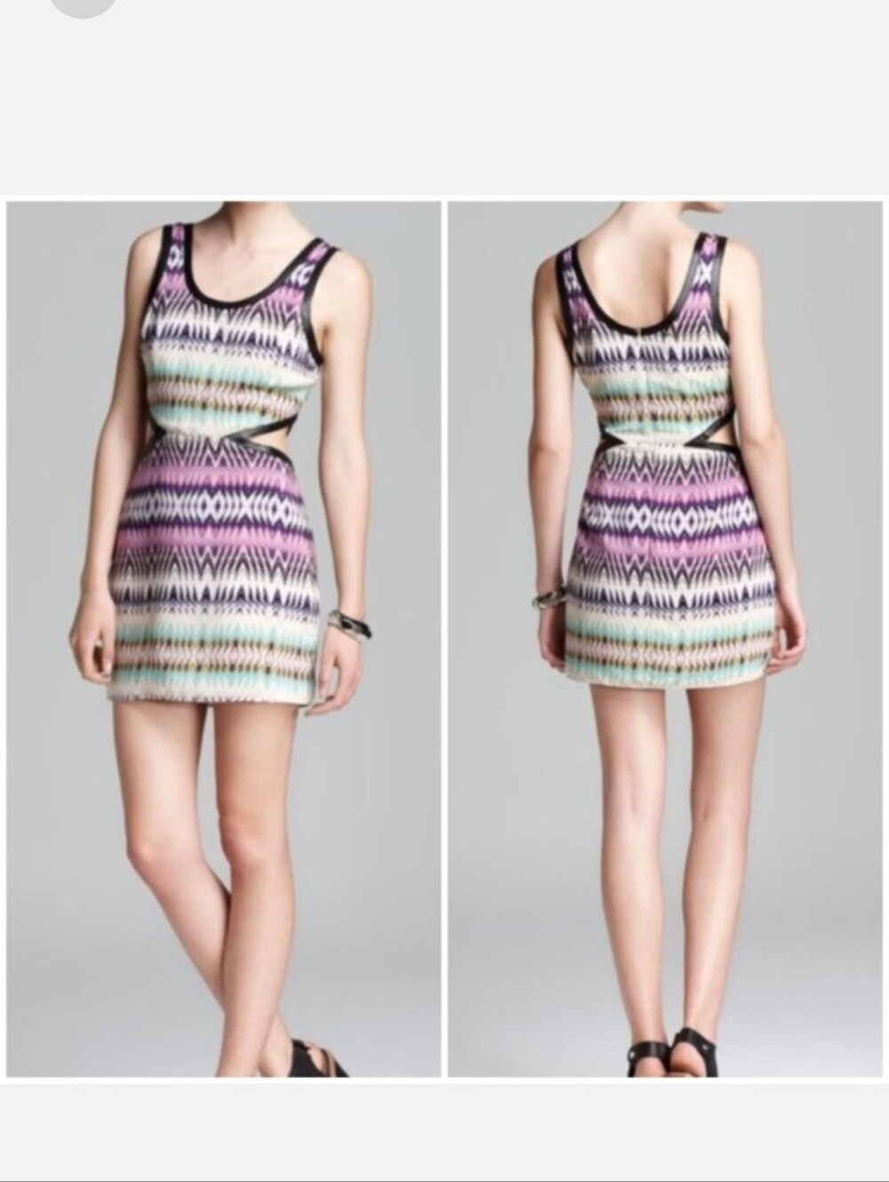 Parker Shockwave Slash Cut Leather Trim Dress